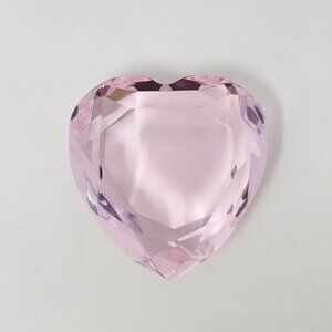 Rosenthal Pink Crystal Art Glass Heart Paperweight Signed